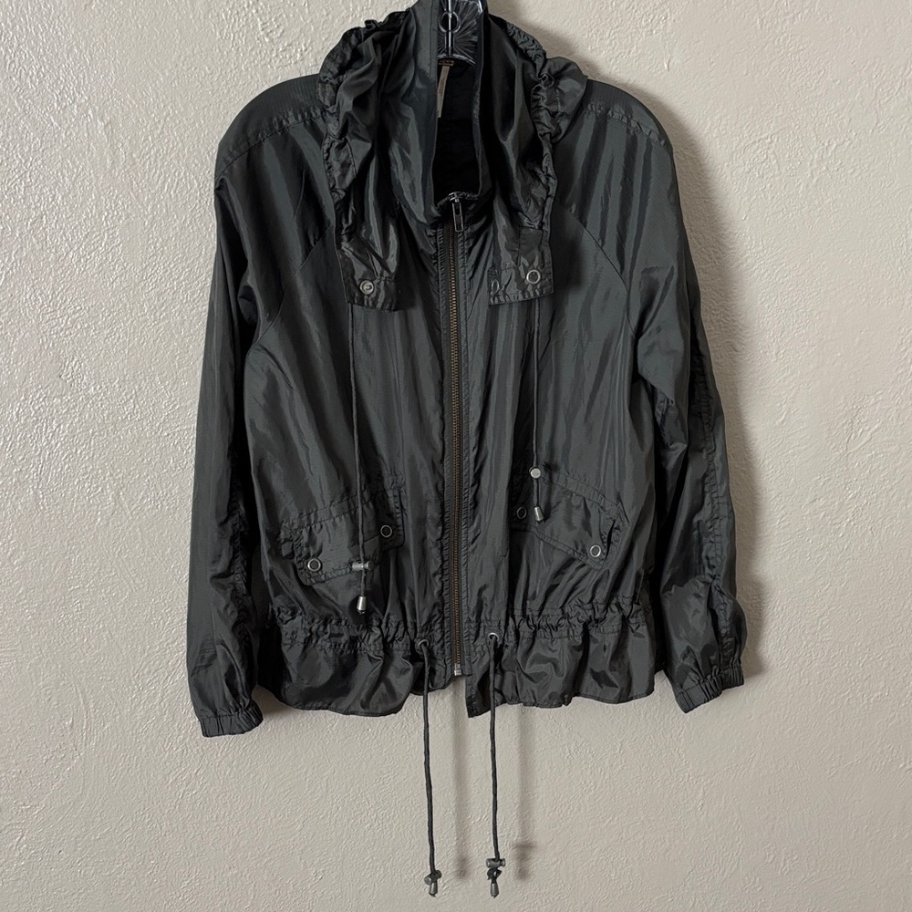Free People Green‎ Nylon Ripstop Parachute Zip Up Lightweight Jacket Medium